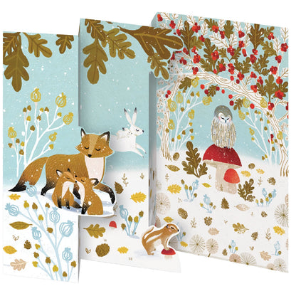Paw Prints in the Snow Tri-fold Cards - Boxed Set of 5